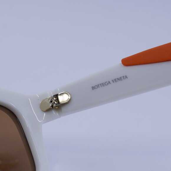 Bottega Veneta BV1233S 004 Sunglasses Ivory/Orange Square Frame, Brown Lenses - Picture 7 of 11